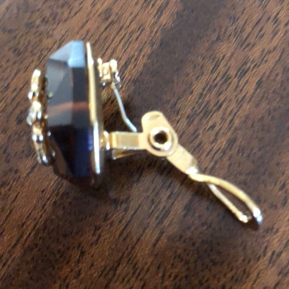 Vintage MONET rare faux amber look & metal convertible earrings - Picture 6 of 11